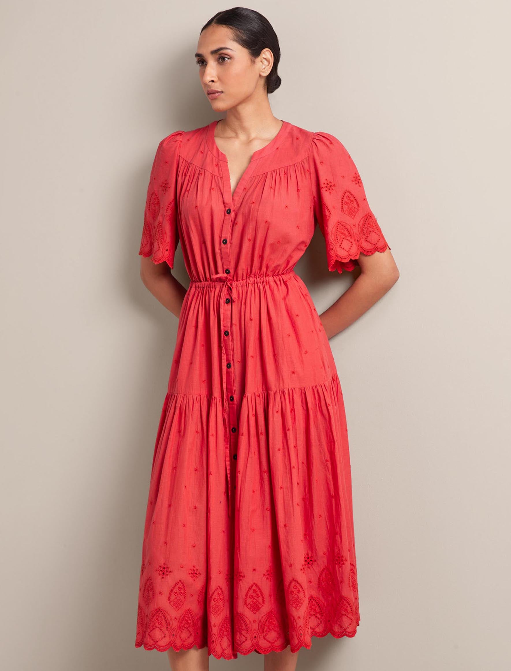 Nicole Organic Cotton Maxi Dress - Coral - Image 4