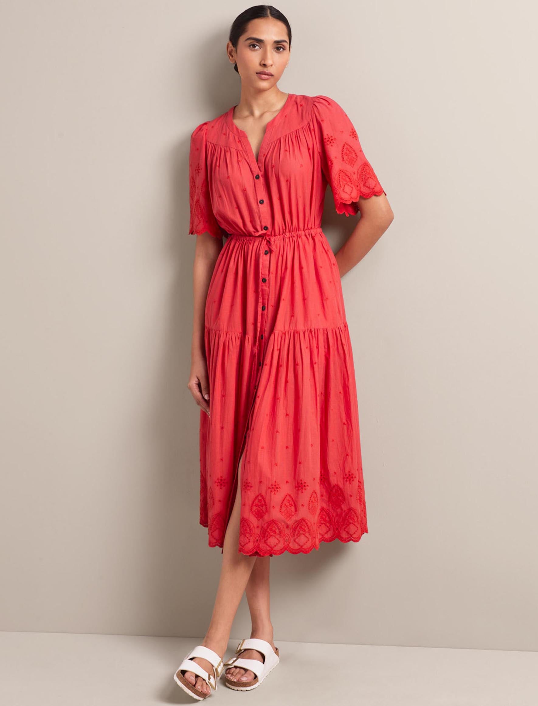 Nicole Organic Cotton Maxi Dress - Coral - Image 7