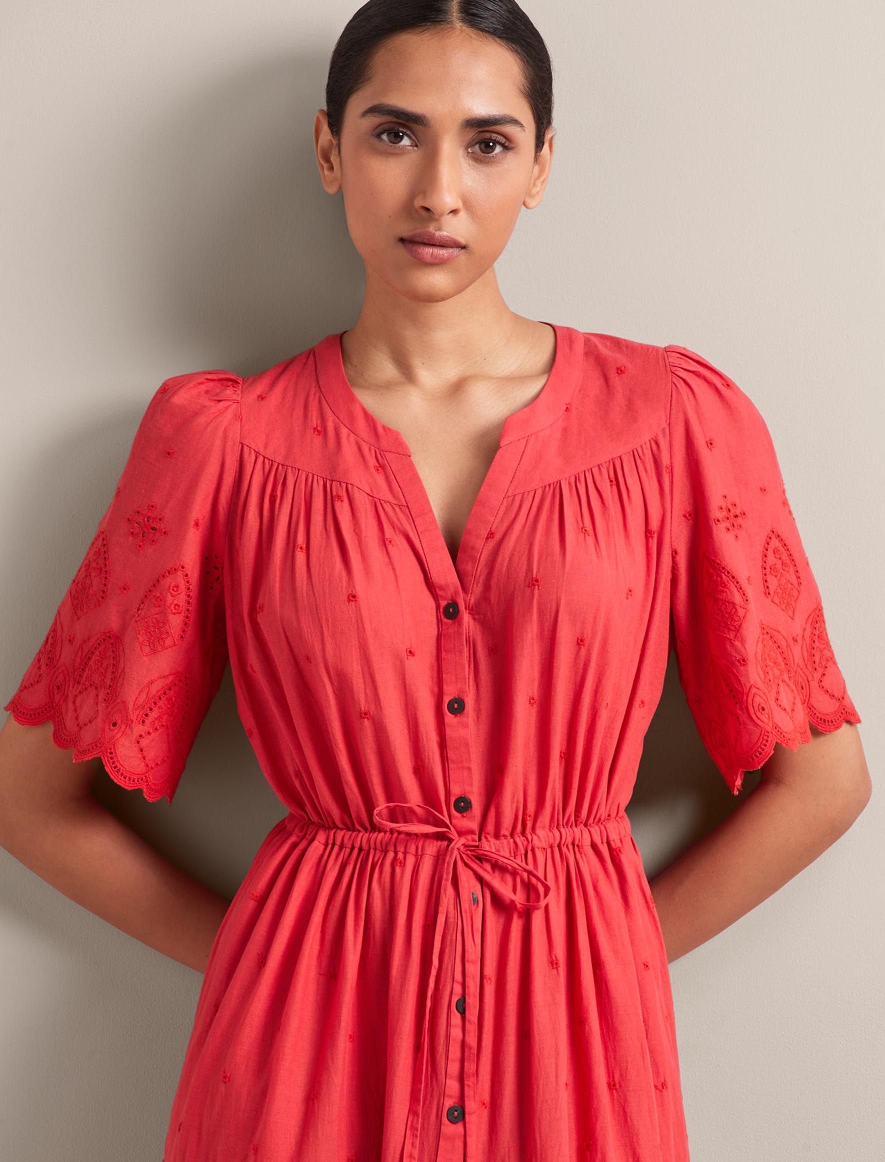 Nicole Organic Cotton Maxi Dress - Coral - Image 2